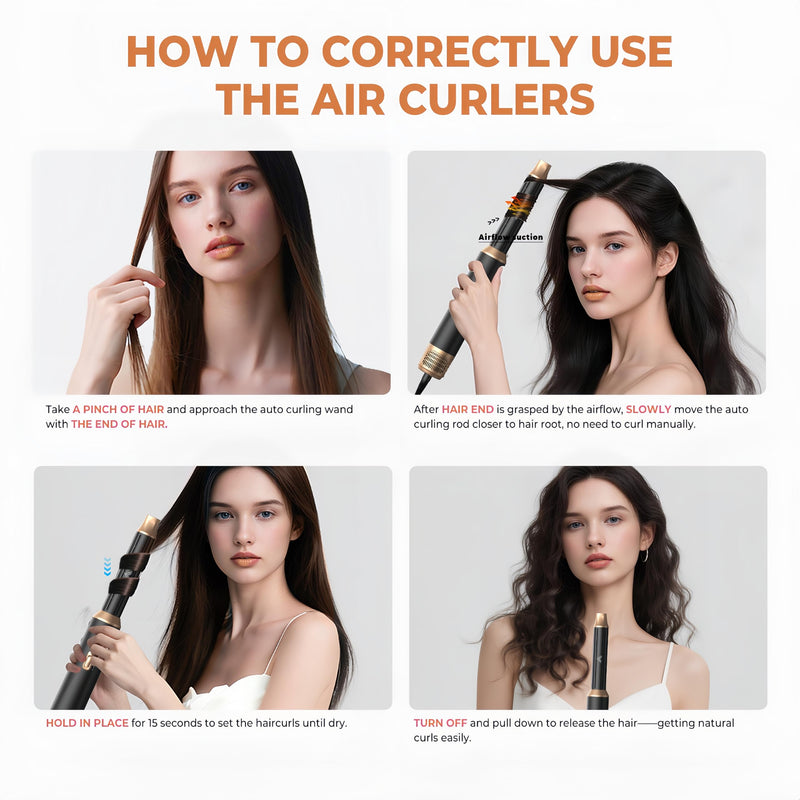  [AUSTRALIA] - UKLISS 5 in 1 Hair Air Styler Dryer Brush Set with Air Curlers for Women | Blow Dryer Hair Styling Tools Multi Styler Hairstyler Airstyler Hair Curler Straightening Volumizier Women Gifts Black