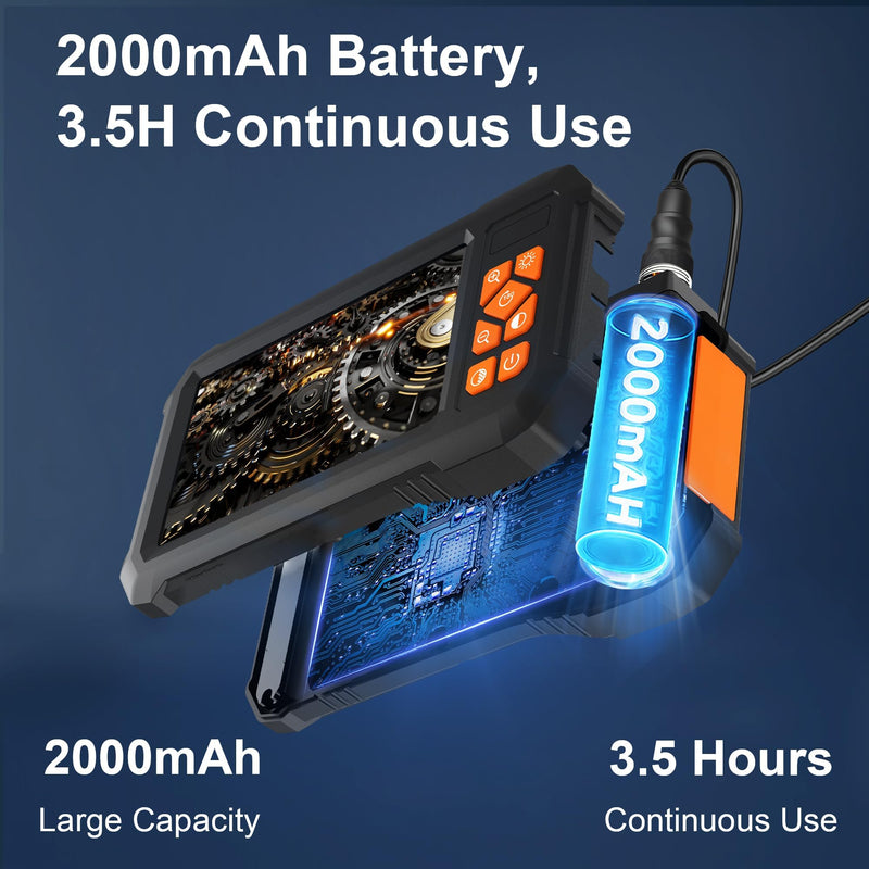 49.2 Feet Inspection Endoscope Camera with Light, 1080P HD Borescope Camera with Light, 4.3" IPS Screen, IP67 Waterproof Sewer Borescope, 49.2Ft Semi-Rigid Cord Drain Pipe Endoscope Cool Gadgets Tool 49FT