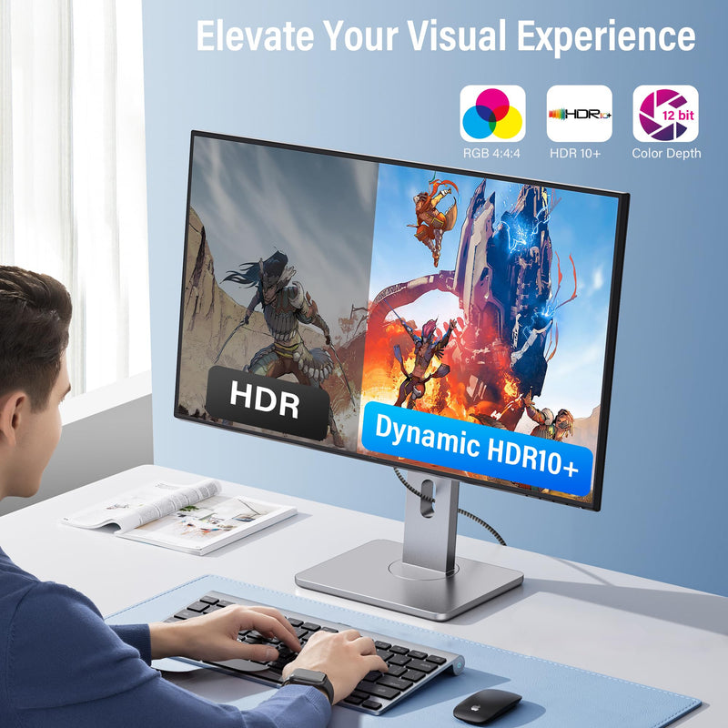 VESA Certified 8K DisplayPort 1.4 Cable 10 FT/5 Pack, 32.4Gbps High-Speed 8K@60Hz 4K@144Hz 2K@240Hz, HBR3 HDCP HDR, Braided Display Port DP Cord for Gaming Monitor PC TV Graphics+25 Ties+2 Adapters 10FT 5 Pack