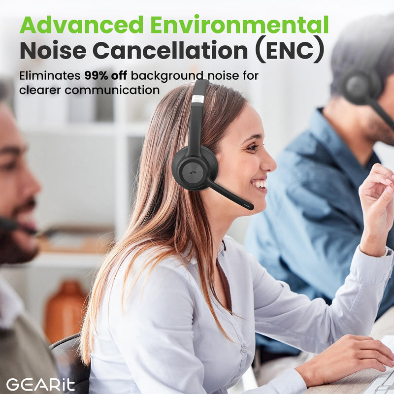 GEARit Wireless Bluetooth Headset with Mic - 35 Hrs Talk Time - for Trucker, w/Noise Cancelling Microphone & Mute Button - Easy to Set Up Wireless for Work, Phone Calls, Homes, Offices MONO Headset w/ 35 Hrs Talk Time Black
