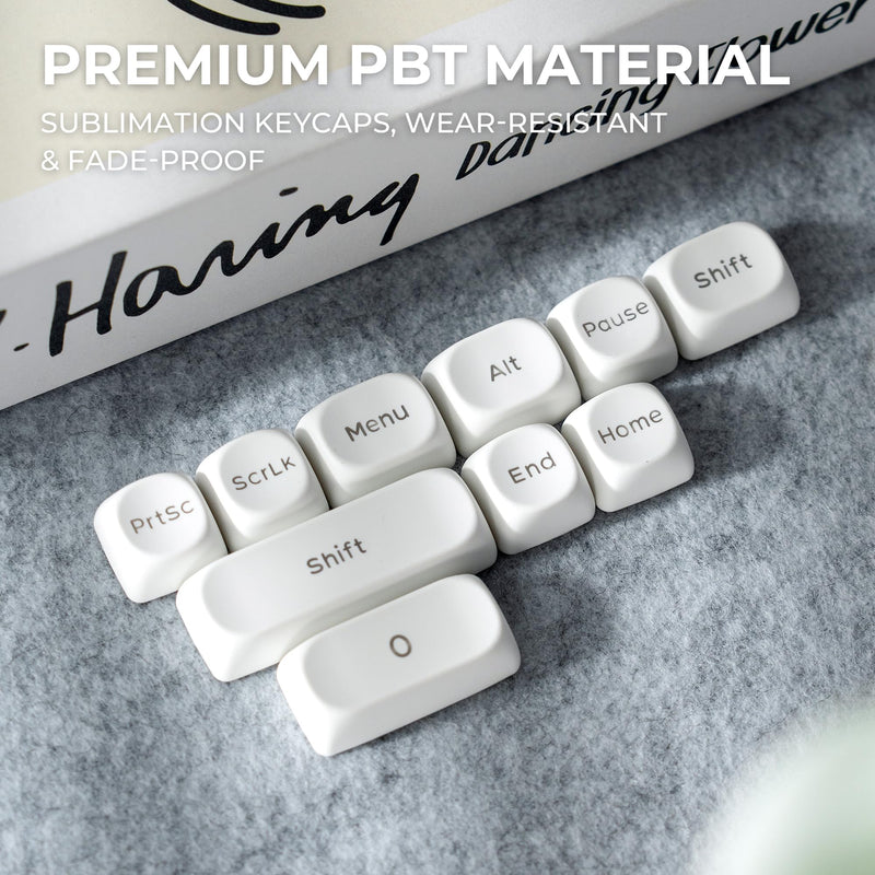 Shine Through Keycaps,White MOA Profile PBT Keycaps 117-Key For MX Switches