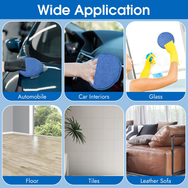 10 Pack Wax Applicator Pads, Microfiber Applicator Pad with Finger Pocket, Foam Car Wax Applicator Pad for Car Cleaning and Polishing (Blue) Blue