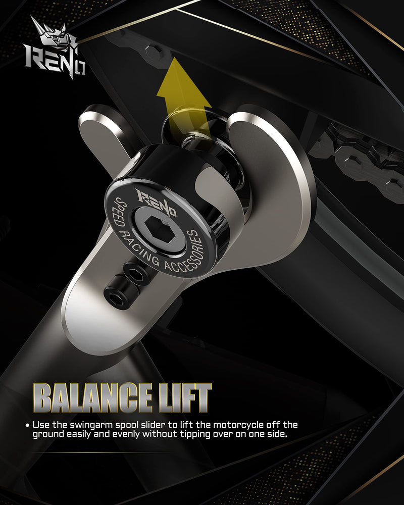 RENO SP1-M8 Aluminum Motorcycle Swingarm Spools Slider PRO Compatible with Select Models (Black, 2 Pcs) 8MM