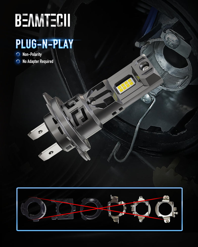 BEAMTECH H7 Bulbs, G-XPower Chips 500% Brighter 6500K White Plug and Play Fog Light, 2 Bulbs