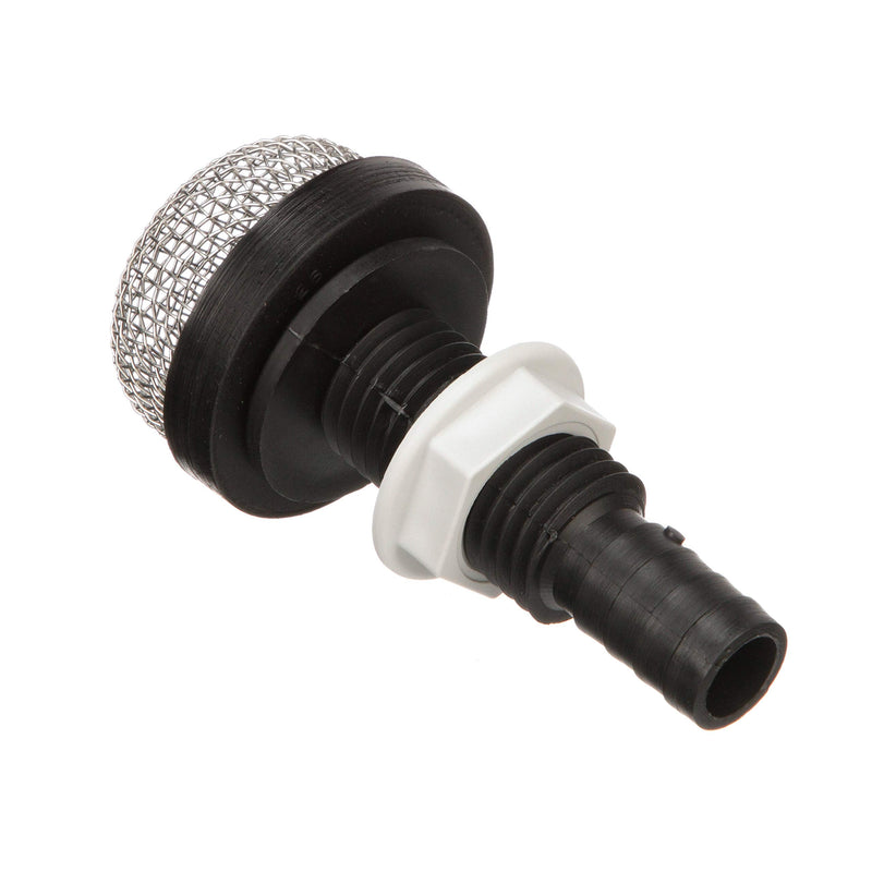 Seachoice Thru-Hull Strainer Mount with Aerator Screen, Fits 3/4 in. Hose, One Size, Black