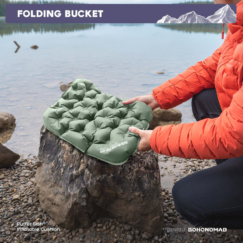 Inflatable Seat Cushion,Portable Lightweight Travel Air Sitting Pad - 17.3''x13.4''x2'',Moisture and Water Resistant Camping Chair Mat for Outdoor Office Stadium Bleacher Airplane Car Dark Gray