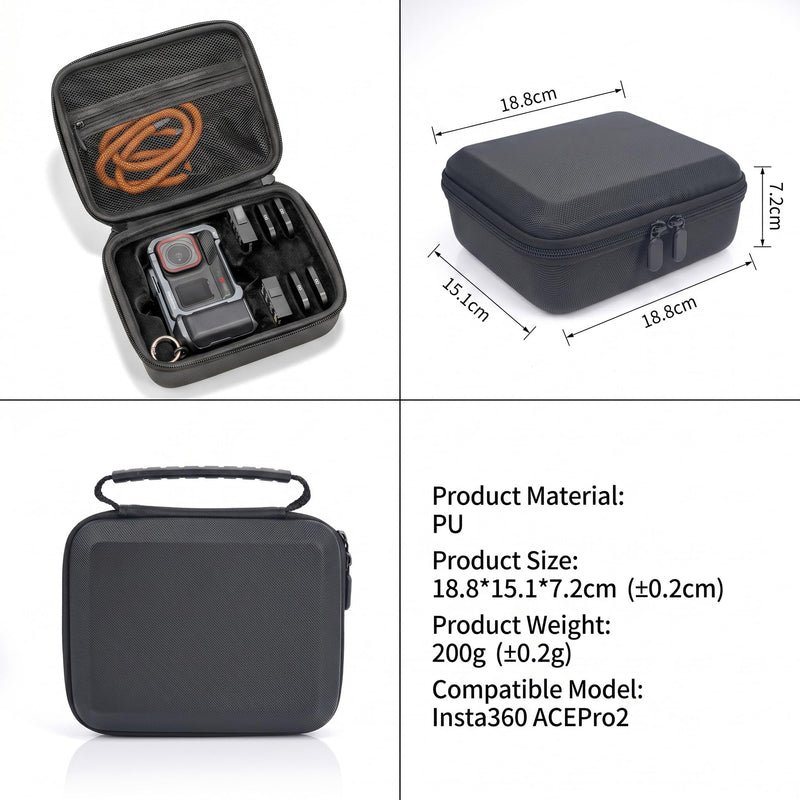 Carrying Case for Insta360 Ace Pro & Ace Pro 2, Hard Shell Camera Travel Case with EVA Molded Interior, Protective Storage Bag Fits Camera, Batteries, SD Cards & Cable