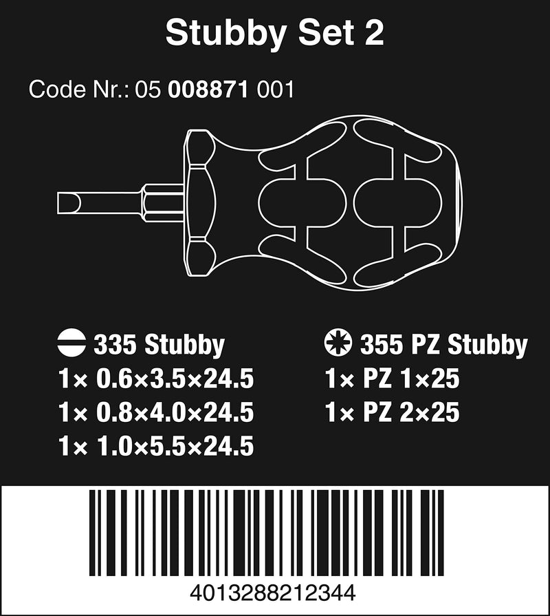 Stubby Set 5pc Pozidriv/Slotted
