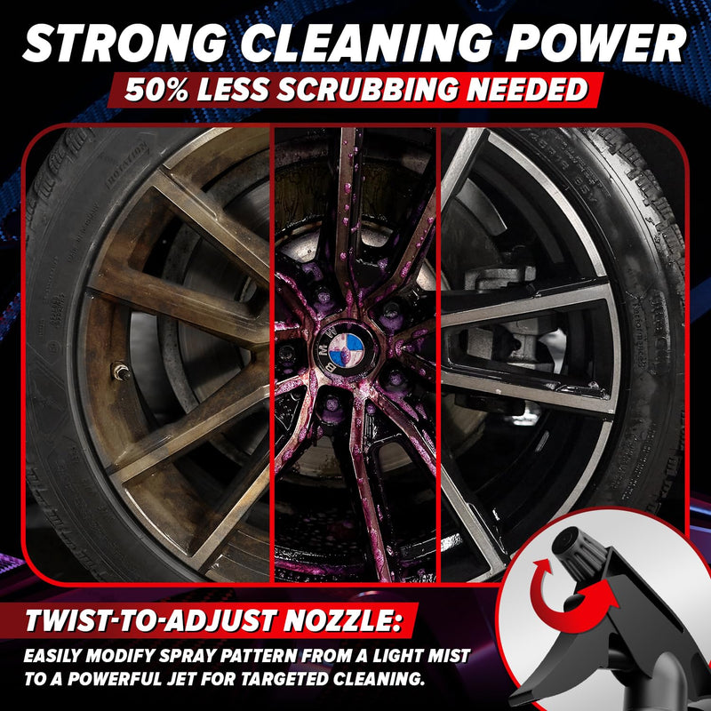 Carfidant Rim Reactor Wheel & Rim Cleaner Spray – Removes Brake Dust & Grime - Thick Gel, Dilutable - pH Neutral, Non-Acidic Tire Cleaner - Safe for Chrome, Black, Painted & Alloy Wheels - 16 fl oz 16 Fl Oz (Pack of 1)