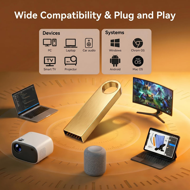 16GB USB 3.0 Flash Drive for Voice Recorders - Portable USB-A Drive for Audio File Backup - Thumb Drive Compatible with PC, Audio Recorders (Gold)