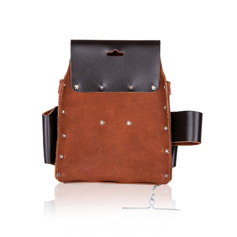 LAUTUS Top/Full Grain Leather Tool Pouch Bag | Electrician/Contractor, Electric Bag | 10 Pockets | 100% Leather Dark Brown