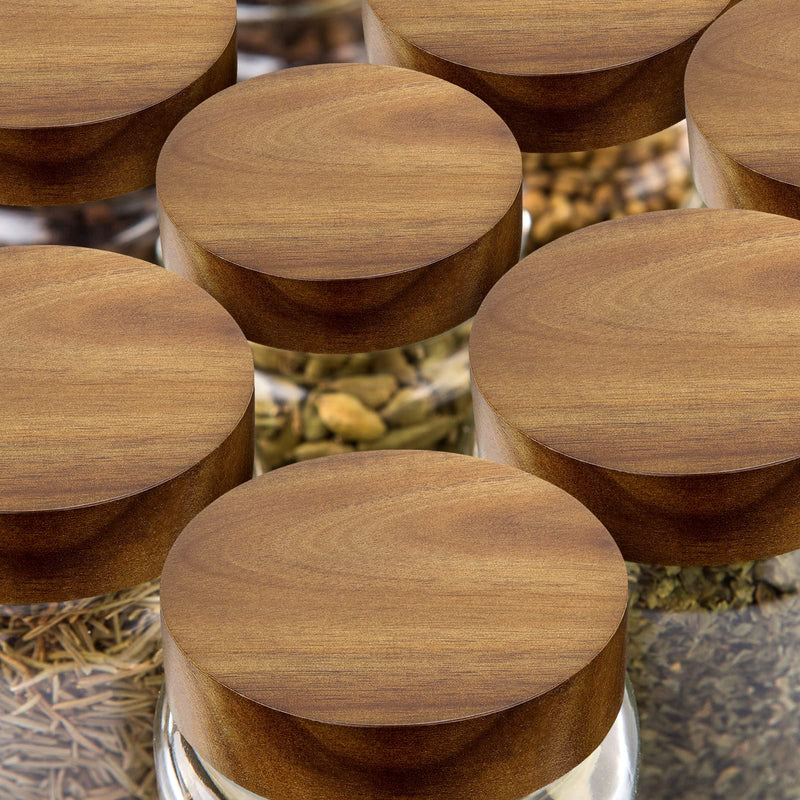 6 Pieces 3.75 Inch Wooden Mason Lid Canning Jar Lid Bottle Molded Screw Replacement Lids Wide Mouth Glass Yogurt Jar Lids for Jar Spice Cap Home Kitchen Practical Sealing Utensil Kit