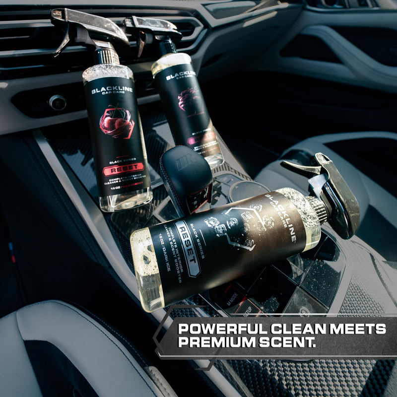 Blackline Luxury Scented Leather Interior Car Cleaner Reset Deep Cleans & Deodorizes All Surfaces, pH-Neutral High-Foam Formula, Long-Lasting Premium Fragrance and Deodorization for Car Dark Ice 16 Fl Oz (Pack of 1)