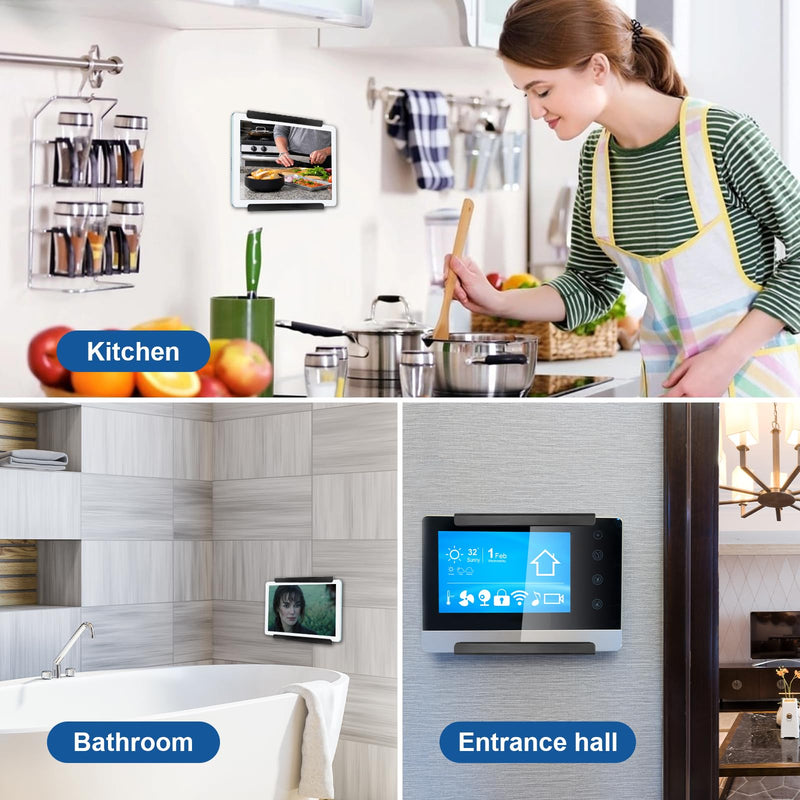 RUKUHOT Universal Wall Mount for Tablet, Phone, eReader and Remote Control, Holder Stick on Wall, compatible with iPad, iPhone, Samsung, Surface, Huawei, Xiaomi, Lenovo. Adhesive or Screw Installation