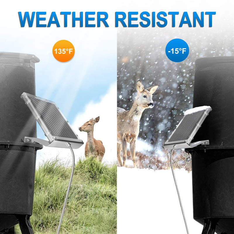 POWOXI 12V 1.7W Solar Panel for Deer Feeder Waterproof Solar Battery Charger with Mounting Bracket Alligator Clip Feeder Solar Panel 12 Volt