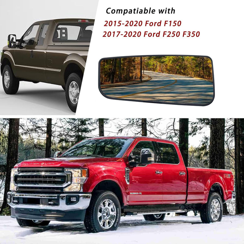 Left Driver Side Heated Lower Mirror Glass Replacement For 2015-2020 Ford F150 2017-2020 Ford F250 F350 - Towing Mirror Convex Side Mirror Glass With Rear Holder Left (Driver Side)
