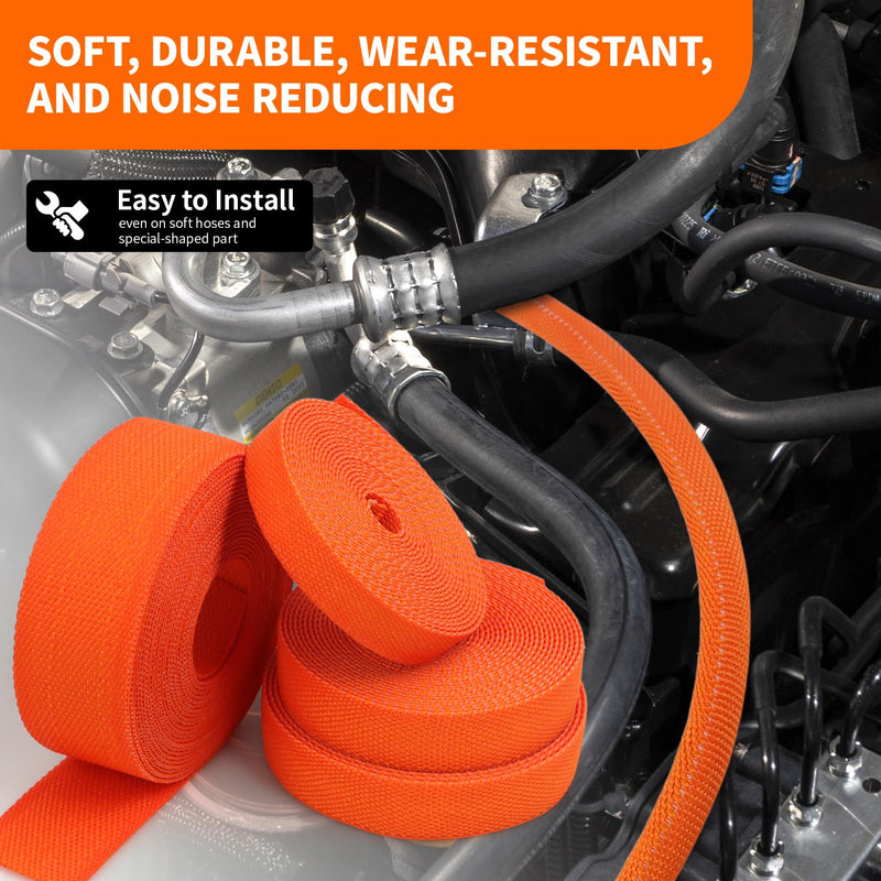 Heat Shrink Braided Sleeving, 16ft Automotive Wire Harness Wrap, High Temp Abrasion Resistant Wiring Cable Protection Protection & Organizing (Orange, 16mm（5/8"）) Orange 16mm（5/8"）