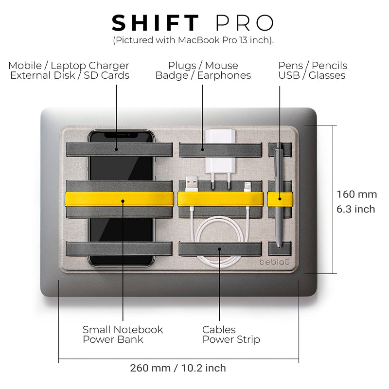 Beblau Shift PRO Adhesive Portable Tech Organizer for laptops, notebooks.. Backpack Insert | Computer Accessories, Office, Home & School, Working from Home Solution Pink