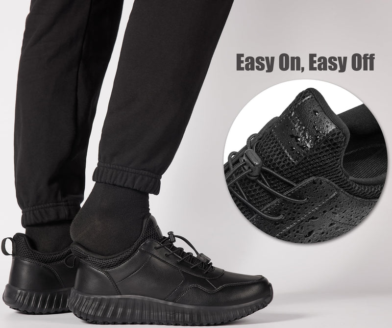 Men's Non Slip Work Shoes Black Slip Resistant Waterproof Sneakers Kitchen Slip On Lightweight Walk Food Service Chef Nurse Cushioning Shoe Delivery Footwear 11