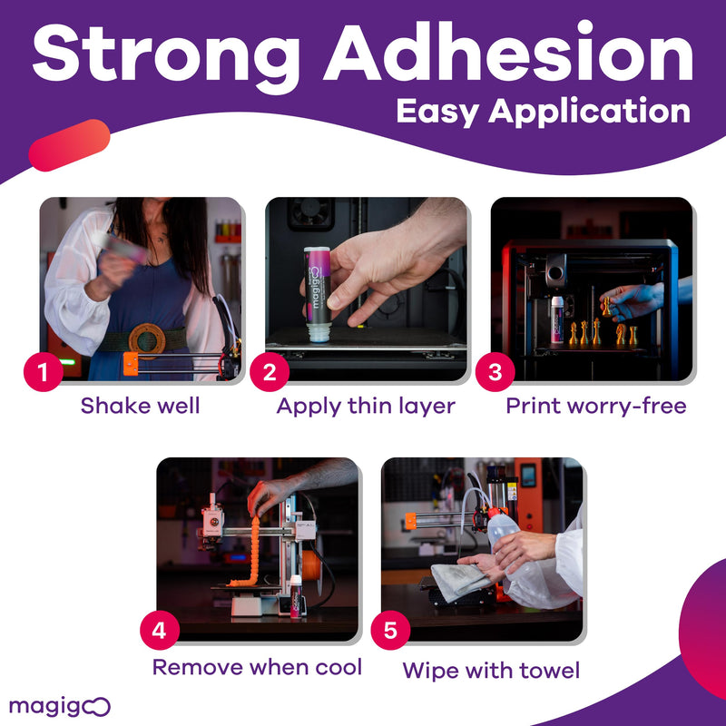 Magigoo - Supergrip 3D Printer Adhesive Glue - for Use on Flexible Plates and Polymeric Based Plates for ABS, PLA, PETG, ASA, TPU Flex Filaments - 3D Printing Accessories, Supplies, Materials (50ml)