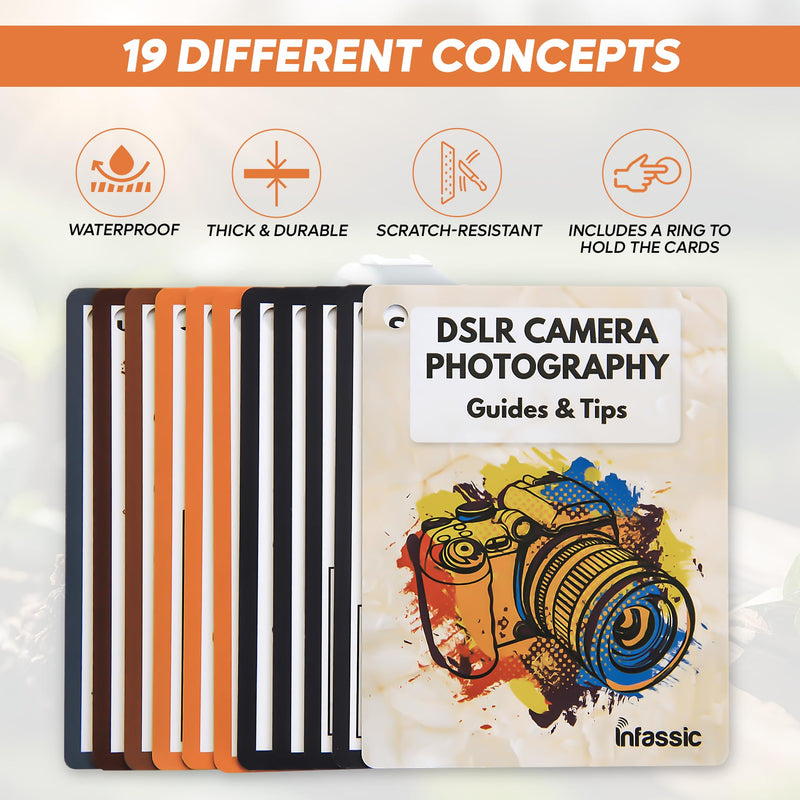 DSLR Camera Photography Cheat Sheet Cards - Photography Accessories for Canon, Nikon, Sony - Quick Reference Flashcards for Photographers - Exposure, Settings, Troubleshooting Guides & Tips - 4” x 3”