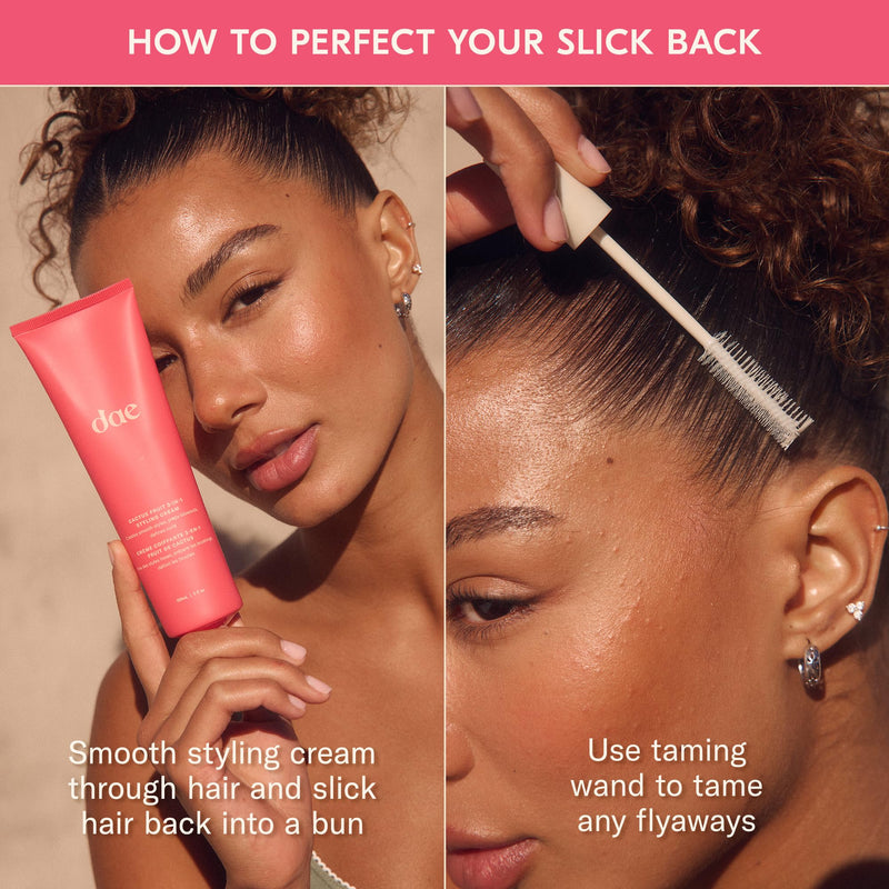  [AUSTRALIA] - DAE Hair Cactus Fruit 3-in-1 Styling Cream and Curling Iron - Controls Loose Hair, Smooths Frizz and Combs Tips, White