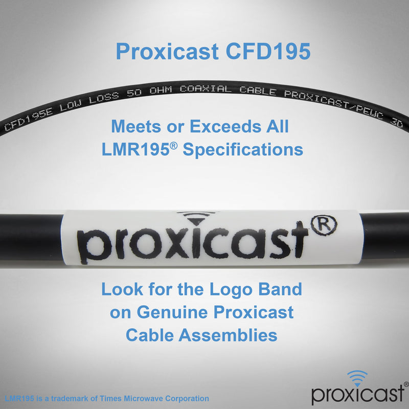 Proxicast 6 ft SMA Male to SMA Female Premium 195 Series Low-Loss Coax Cable (50 Ohm) - Antenna Lead Extender for 4G LTE, 5G Modems/Routers, Ham, ADS-B, & GPS (Not for TV or WiFi) (ANT-140-001-06) CFD195
