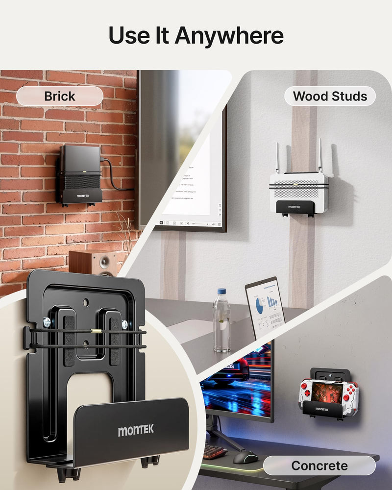monTEK Adjustable Cable Box Wall Mount up to 11 LBS, Narrow | Small Devices Wall Mount, Modem Mount, For WiFi Router, DVD Player, Mini PC, Game Consoles & Streaming Media Devices Narrow | 1-Pack