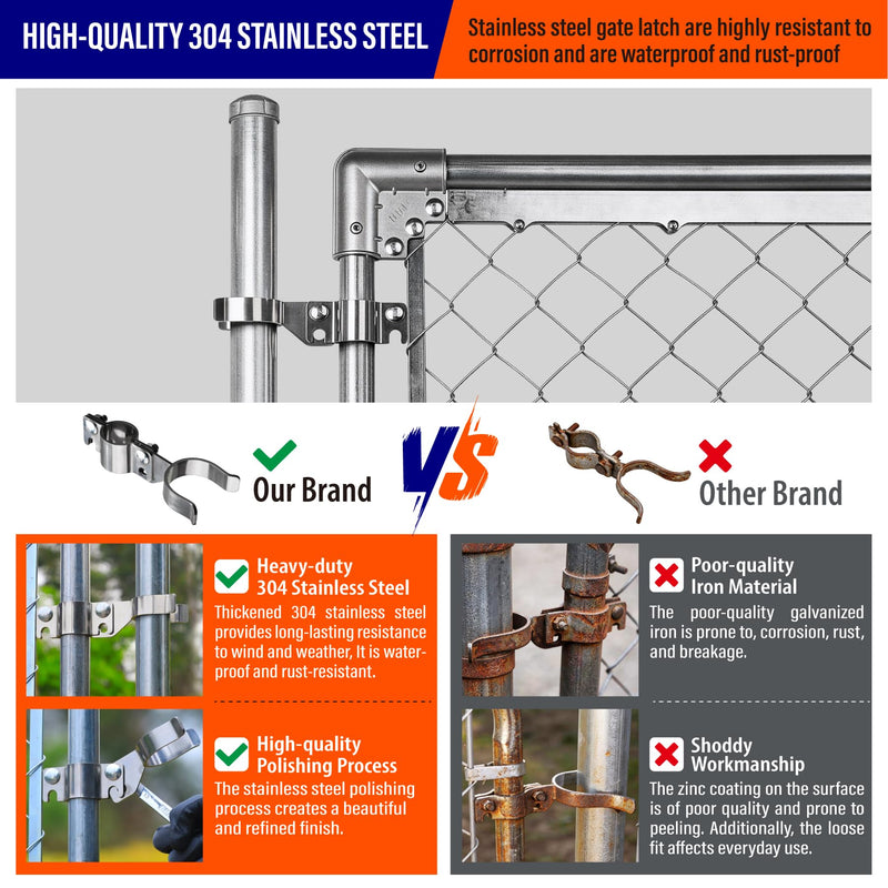 Heavy Duty Stainless Steel 1-3/8" x 1-7/8" Chain Link Fence Gate Fork Latch with Hole for Padlock（Fit 1 3/8" Gate Frame） 1Pack 1-3/8''x1-7/8''-1P