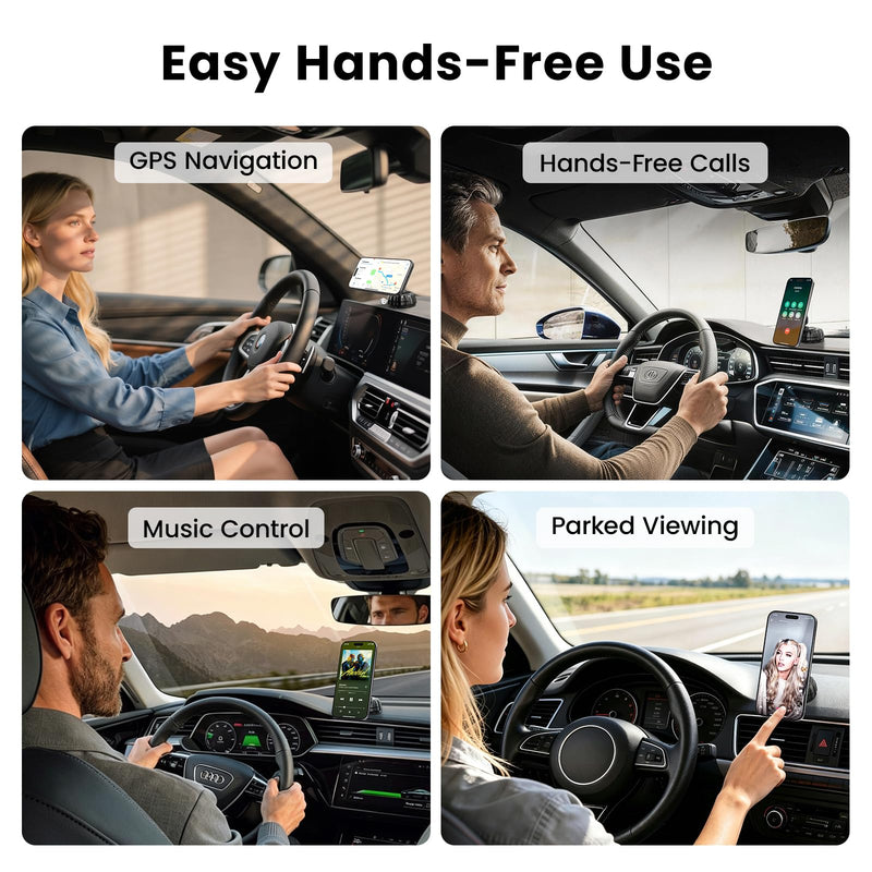 Strong Suction Cup Magnetic Car Phone Holder for iPhone & Android Phones, Shock-Resistant Phone Mount for Dashboard Windshield, 360° Rotation, Heavy-Duty, Foldable, Hands-Free, Ideal for Navigation Black