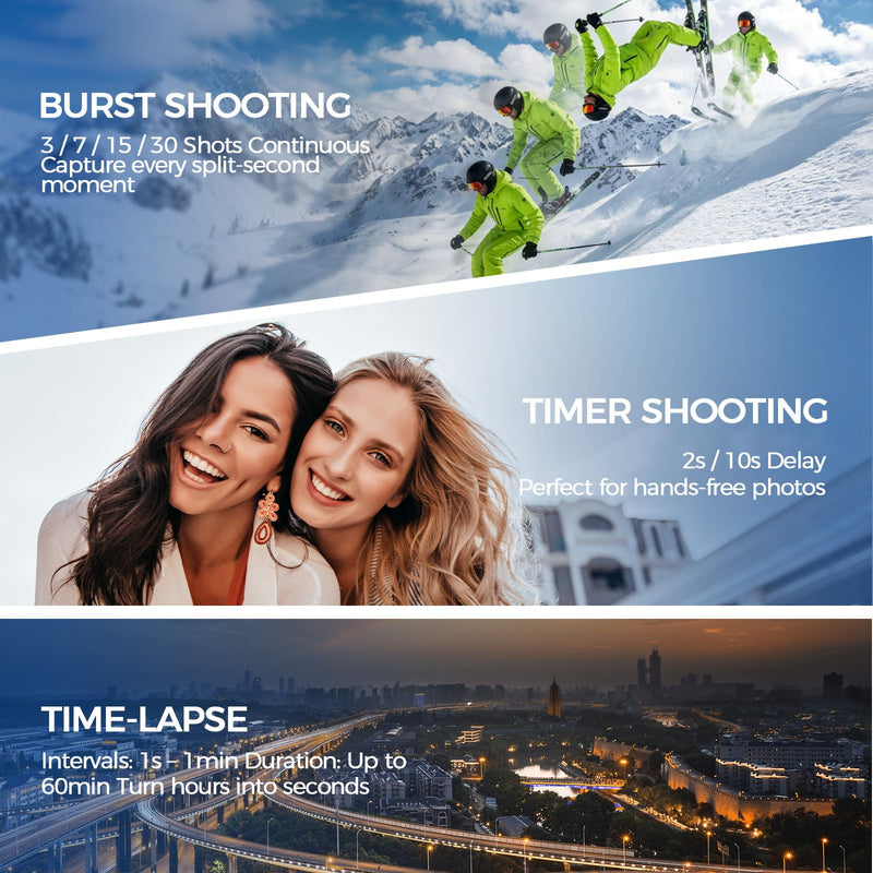 4K Vlogging Camera WiFi, 6-Axis Stabilization Handheld POV Camera with 32GB | Pocket Camera with 180° Rotating Lens, Touchscreen, Personal Body Camera for Travel, Vlog, Selfies, Sports & Daily