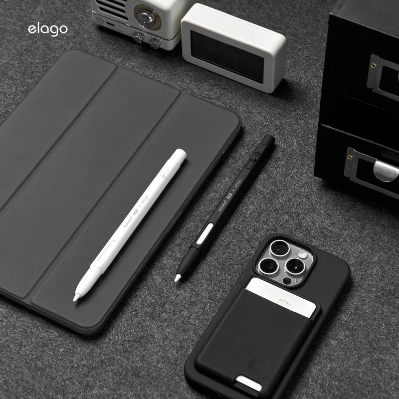 elago x MONAMI Compatible with Apple Pencil Pro Case & Apple Pencil 2nd Generation Case, Compatible with Magnetic Charging, Double Tap, Squeeze (Must Read Installation Instructions) (Pale White) Pale White