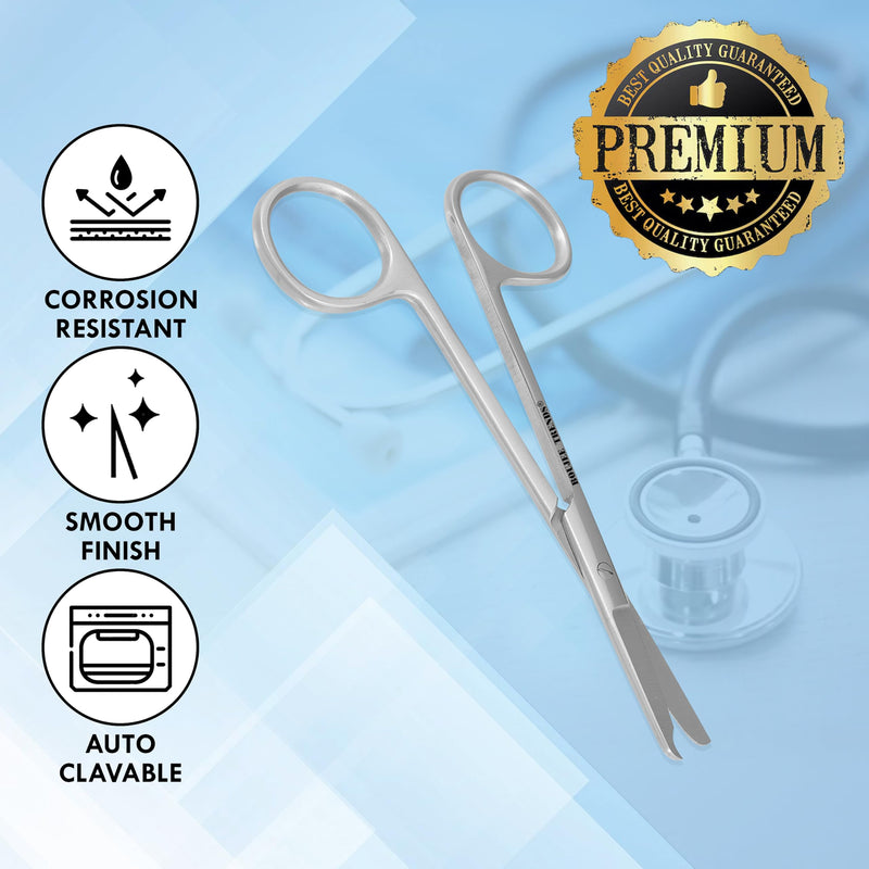 Suture Stitch Scissors with Crescent Delicate Hook Surgical Nursing Medical Scissors Perfect for Suture Removal, First Aid, EMS Training Premium Quality Instrument- Stainless Steel (9 CM) 9 CM