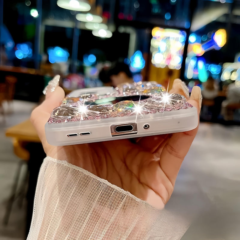for Samsung Galaxy A37 5G Case with Sparkling Diamonds Clear | Luxury Bling Glitter Design with Magsafe Ring Kickstand and Mirror for Women