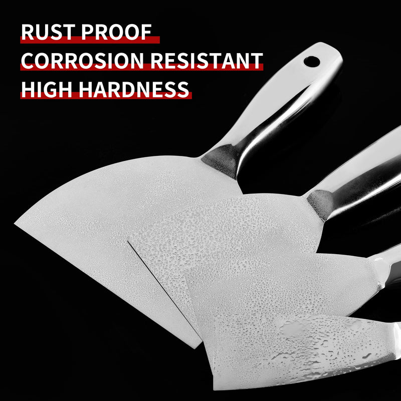 Fishark Putty Knife, 5 Pcs Putty Knife Set, 2" 3" 4" 6" 8" Stainless Steel Scraper, Spackle Knife, Wallpaper Scraper Paint Scraper Tool for Drywall Repair, Removing Wallpaper, Mud, Applying Plaster 2" 3" 4" 6" 8"