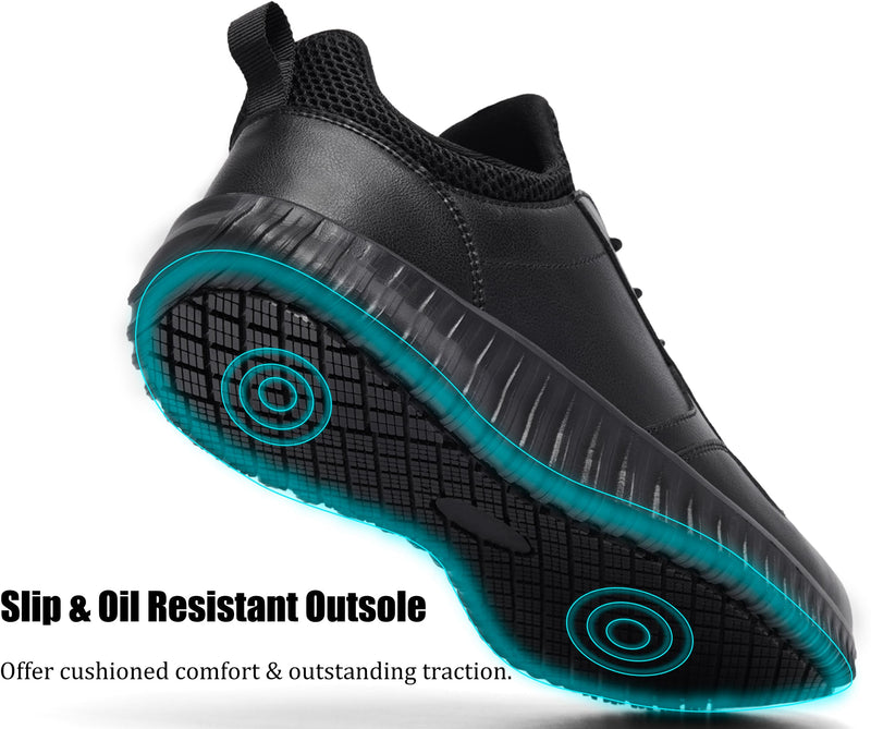 Men's Non Slip Work Shoes Black Slip Resistant Waterproof Sneakers Kitchen Slip On Lightweight Walk Food Service Chef Nurse Cushioning Shoe Delivery Footwear 11