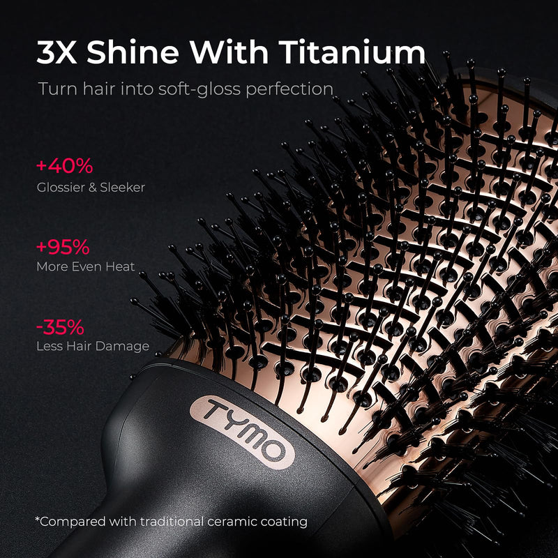TYMO Hair Dryer Brush Blow Dryer Brush in One, 4 in 1 Ionic Hairdryer and Styler Volumizer with Oval Titanium Barrel, Hot Air Straightener for Smooth Frizz-Free Blowout, Gold