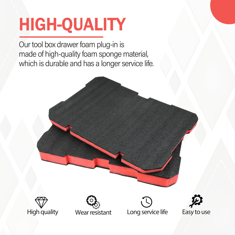 Foam Inserts Fits Milwau-kee Packout 48-22-8424 Drawer foam tool box inserts 2 pcs Black/Red