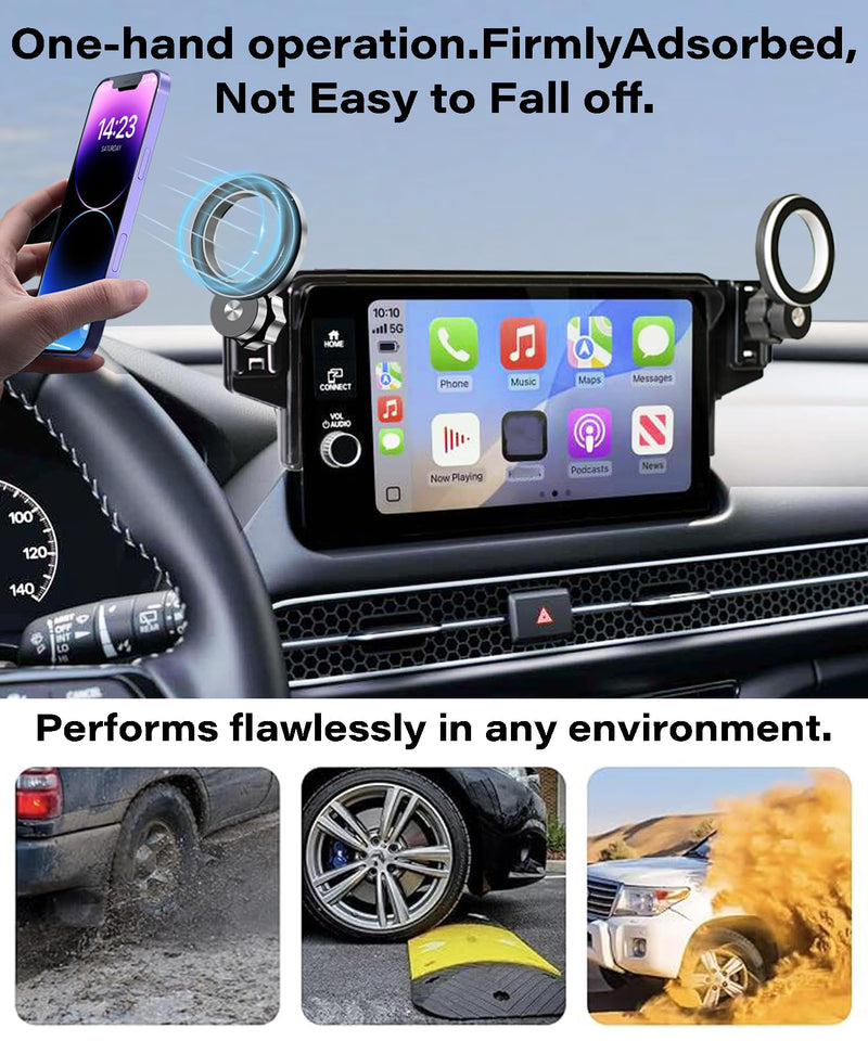 Car Phone Holder for 2023-2026 Honda Pilot 7/9" Screen Accessories | MagSafe Strong Magnetic Clip-On Cell Phone Mount, Dual Slots Holders for Driver & Passenger, 360° Rotatable Hands-Free Holder fit for 2023-2026 Honda Pilot (7/9 Inch Screen)