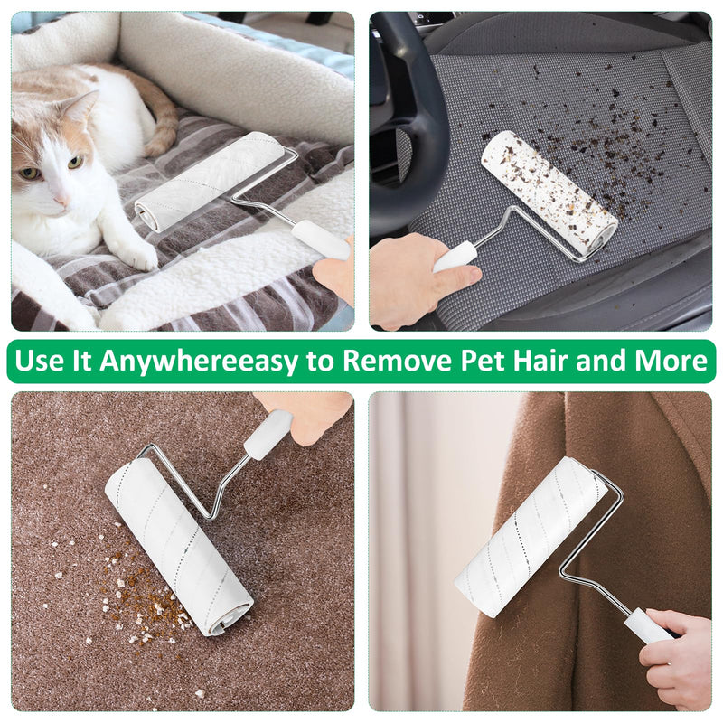 360 Sheets Lint Rollers for Pet Hair, Large Lint Roller with 4 Refills | 16cm Large Lint Roller, 90 Sheets per Roll, Clothes Roller Sticky for Dust & Fluff from Clothes, Furniture, Carpet 360 Sheets + 1 Dispenser (16cm)