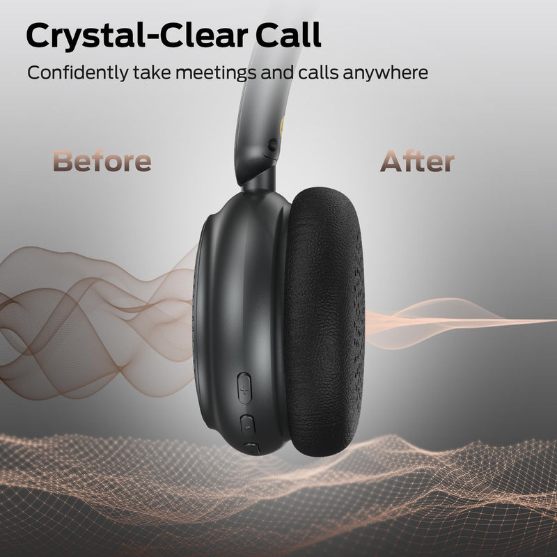 Oraolo N-Tune MINI 01 Wireless On-Ear Headphones, Bluetooth 6.0 Wireless Audio Gear, 50-Hour Continuous Playback, Ergonomic & Lightweight Construction, Hands-Free Telephony (Black)