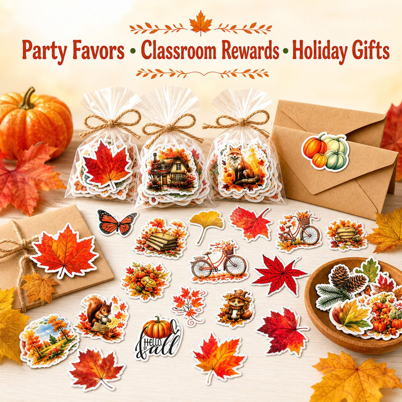 Fall Stickers Thanksgiving Autumn Waterproof Vinyl Sticker Pack 100pcs (Fall) Fall