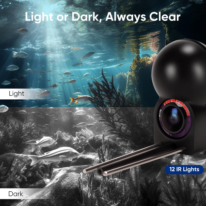 Underwater Fishing Camera 5 Inch, 1000TVL IPS Monitor Fish Finder, Wide Angle IP68 Waterproof, Infrared Night Vision with 65ft Cable for Ice, River and Boat-S26 S26
