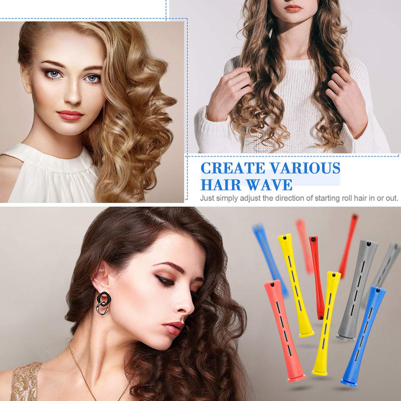 60 Plastic Perming Rods Set - Cold Wave Rods with 5 Sizes, Hair Curling Rollers, Rat Tail Comb & Stainless Steel Pintail Comb for Women & Girls | Plastic Cold Wave Rods with 5 Sizes, Hair Curling Rollers, Rat Tail Comb & Stainless Steel Pintail Comb fo...