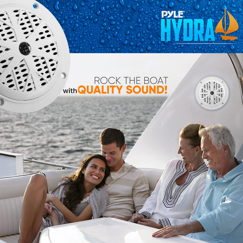 Pyle 4 Inch Dual Marine Speakers - Waterproof and Weather Resistant Outdoor Audio Stereo Sound System with Polypropylene Cone,Cloth Surround and Low Profile Design -1 Pai -PLMR41W (White) One Size