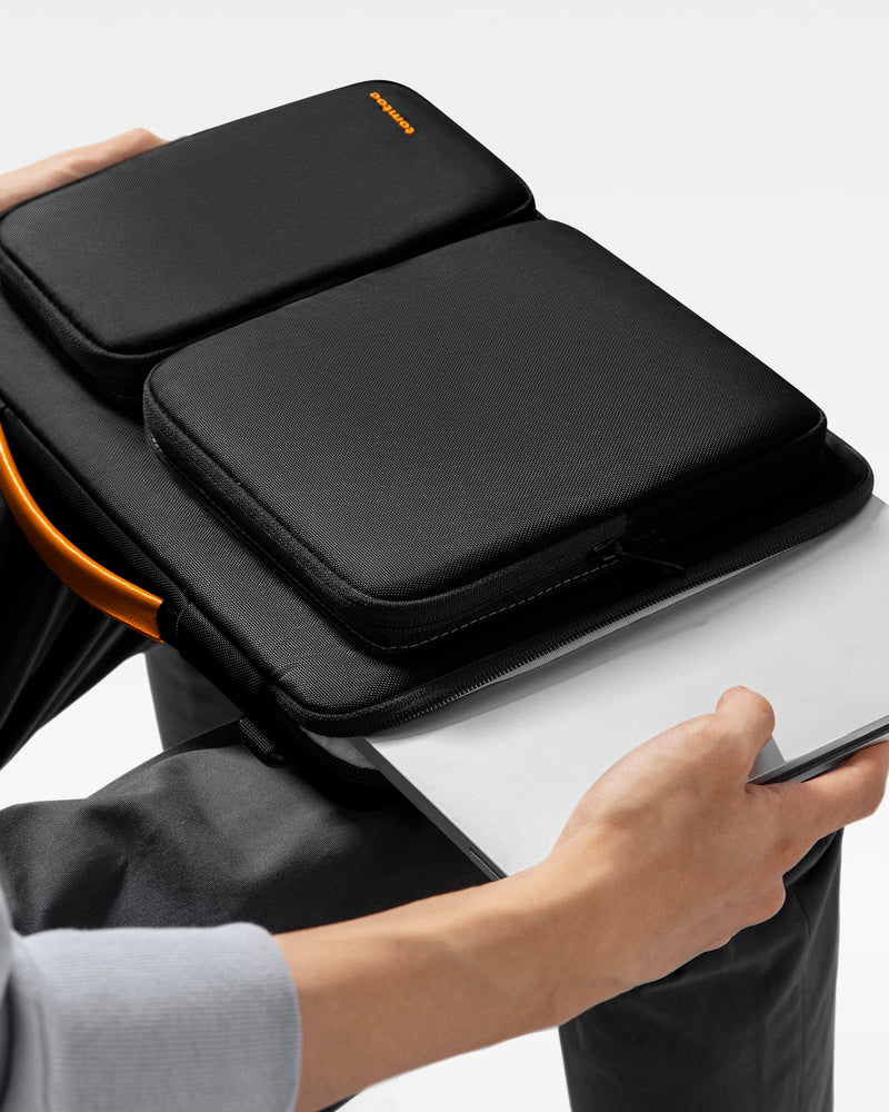 tomtoc Laptop Shoulder Bag for 14-inch MacBook Pro M3/M2/M1 Pro/Max A2918 A2992 A2779 A2442 2023-2021, 13.5-14.4 Surface Laptop 6/5/Studio 2, Surface Book 3, 360 Protective Case Fit Asus VivoBook 14-inch for MacBook Pro Black