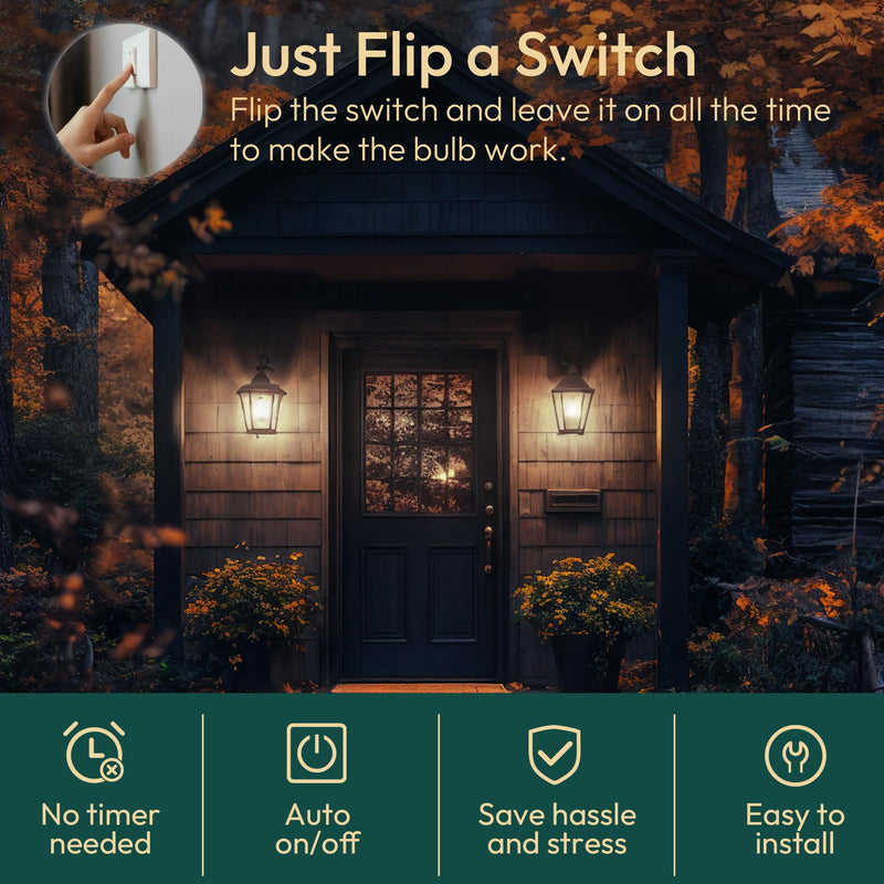ALAMPEVER ST19 Dusk to Dawn LED Outdoor Light Bulb, 1400LM Sunlight Sensor Light Bulbs, 8W (100W Equivalent), 5000K Daylight White, Automatic Light Bulb for Porch, Patio, Garage, 4 Pack, Non-Dimmable 100w 5000k Daylight White 4 Count (Pack of 1)