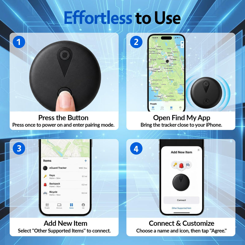 GPS Tracker for Vehicles, Real-Time Tracking for Cars, Magnetic, iOS Only | No Monthly Fee or SIM Card, Works with Find My; IP68 Waterproof, 365-Day Battery for Cars, Motorcycles and Bikes, Black 1PCS
