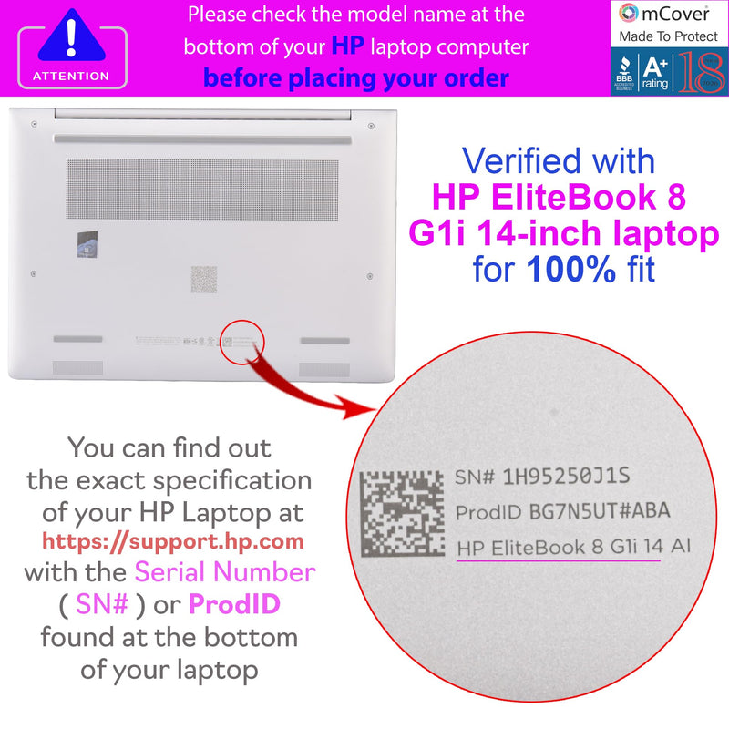 mCover Case Compatible Only for 2025-2026 14" HP EliteBook 8 G1a | G1i 14 inch Windows Laptop Computer (NOT Fitting Any Other HP Models) - Purple