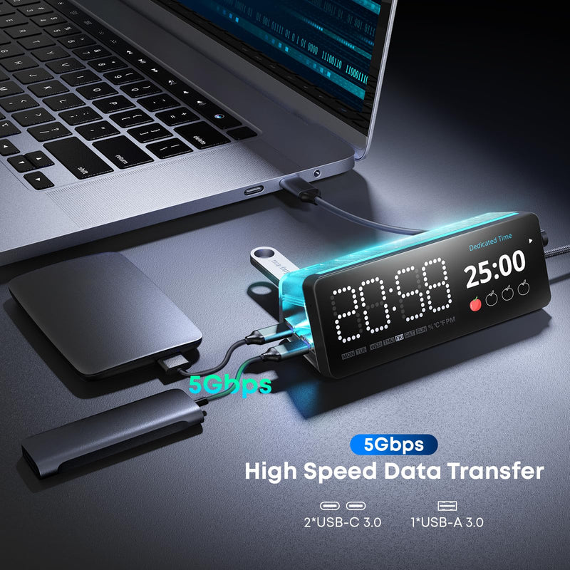 Laptop Docking Station, 7-in-1 USB C Docking Station with Screen, Multiple Built-in Apps, USB C Hub with HDMI 4K@60Hz, 1 Gbps Ethernet, 90W Max Charging for Laptop, 5Gbps USB-A/C Ports for Windows/Mac